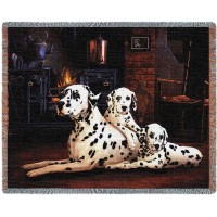 Dalmatian with Puppies - Robert May - Cotton Woven Blanket Throw -  (72x54)