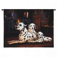 Dalmatian by Robert May - Woven Tapestry Wall Art Hanging - Vibrant Reasistic Dog Family Portrait - Cotton - Size 34x26