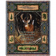 Deer Lodge - As The Deer Pants For Streams of Water So My Soul Pants For You My God - Psalm 42:1 - Terry Doughty - Cotton Woven Blanket Throw - (72x54)