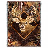 Deer in Camo - Greg Giordano - Cotton Woven Blanket Throw -  (72x54)
