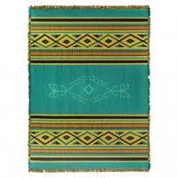 Desert - Rain - Southwest Native American Inspired Tribal Camp - Cotton Woven Blanket Throw -  (72x54)