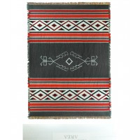 Desert - Wind - Southwest Native American Inspired Tribal Camp - Cotton Woven Blanket Throw -  (72x54)
