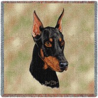 Doberman Pinscher - Robert May - Lap Square Cotton Woven Blanket Throw -  (54x54)
