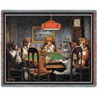 Dogs Playing Poker - A Friend in Need - Cassius Marcellus Coolidge - Cotton Woven Blanket Throw -  (72x54)