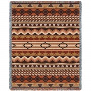 Domingo - Southwest Native American Inspired Tribal Camp - Cotton Woven Blanket Throw -  (72x54)