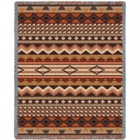 Domingo - Southwest Native American Inspired Tribal Camp - Cotton Woven Blanket Throw -  (72x54)