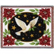 Dove and Poinsettias - Stephanie Stouffer - Cotton Woven Blanket Throw -  (72x54)
