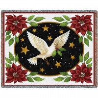 Dove and Poinsettias - Stephanie Stouffer - Cotton Woven Blanket Throw -  (72x54)