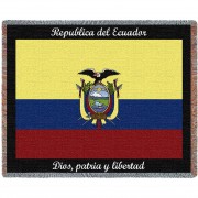 Ecuador Flag - Cotton Woven Blanket Throw -  (72x54)
