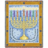 Eight Days Hanukkah - Judy Hand - Cotton Woven Blanket Throw -  (72x54)