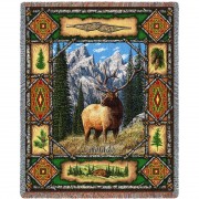 Elk Lodge - Cotton Woven Blanket Throw -  (72x54)