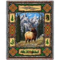 Elk Lodge - Cotton Woven Blanket Throw -  (72x54)
