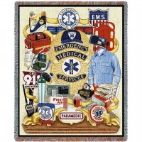 EMS - First Responders - Cotton Woven Blanket Throw -  (72x54)