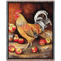 English Cockerel Rooster - Alexandra Churchill - Cotton Woven Blanket Throw -  (72x54)