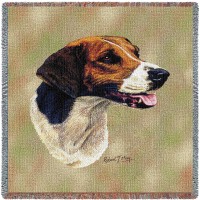 English Foxhound - Robert May - Lap Square Cotton Woven Blanket Throw -  (54x54)