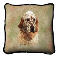 - English Setter Textured Hand Finished Elegant Woven Throw Pillow Cover 100% Cotton  Size 17x17