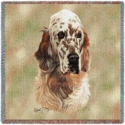 English Setter - Robert May - Lap Square Cotton Woven Blanket Throw -  (54x54)