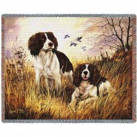 English Springer Spaniel - Robert May - Cotton Woven Blanket Throw -  (72x54)