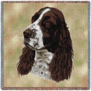 English Springer Spaniel - Robert May - Lap Square Cotton Woven Blanket Throw -  (54x54)