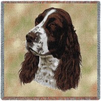 English Springer Spaniel - Robert May - Lap Square Cotton Woven Blanket Throw -  (54x54)