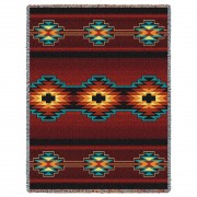 Esme - Southwest Native American Inspired Tribal Camp - Cotton Woven Blanket Throw -  (72x54)