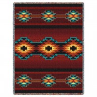 Esme - Southwest Native American Inspired Tribal Camp - Cotton Woven Blanket Throw -  (72x54)