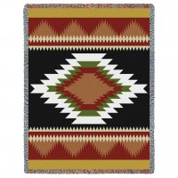 Espanola - Southwest Native American Inspired Tribal Camp - Cotton Woven Blanket Throw -  (72x54)