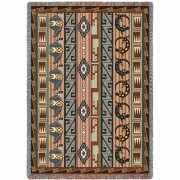 Fetishes - Southwest Native American Inspired Tribal Camp - Cotton Woven Blanket Throw -  (72x54)