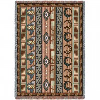 Fetishes - Southwest Native American Inspired Tribal Camp - Cotton Woven Blanket Throw -  (72x54)