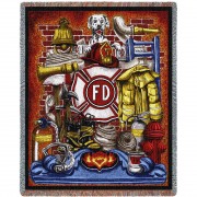 Fire Department Firefighter - Cotton Woven Blanket Throw -  (72x54)