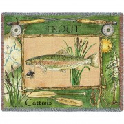 Fisherman's Catch Trout - Anita Phillips - Cotton Woven Blanket Throw -  (72x54)