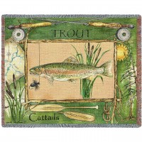 Fisherman's Catch Trout - Anita Phillips - Cotton Woven Blanket Throw -  (72x54)