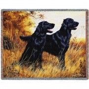 Flat Coated Retriever - Robert May - Cotton Woven Blanket Throw -  (72x54)