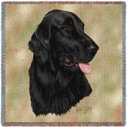 Flat Coated Retriever - Robert May - Lap Square Cotton Woven Blanket Throw -  (54x54)