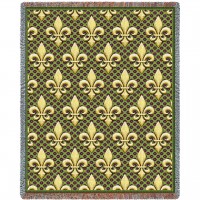 Fleur De Lis - Cotton Woven Blanket Throw -  (72x54)