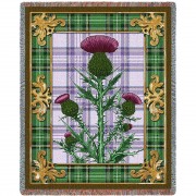 Scotland - National Flower The Flowering Thistle - Cotton Woven Blanket Throw -  (72x54)