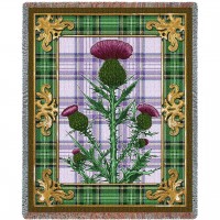Scotland - National Flower The Flowering Thistle - Cotton Woven Blanket Throw -  (72x54)