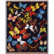 Flutterbies Butterfly - Cotton Woven Blanket Throw -  (72x54)