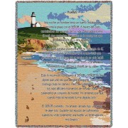 Jesus Footprints in the Sand Spanish - Huellas - Sympathy - Cotton Woven Blanket Throw -  (72x54)