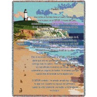 Jesus Footprints in the Sand Spanish - Huellas - Sympathy - Cotton Woven Blanket Throw -  (72x54)