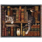 Frederick The Literate Cat - Charles Wysocki - Cotton Woven Blanket Throw -  (72x54)