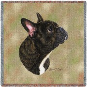 French Bulldog - Robert May - Lap Square Cotton Woven Blanket Throw -  (54x54)