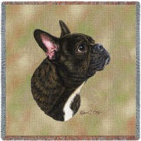 French Bulldog - Robert May - Lap Square Cotton Woven Blanket Throw -  (54x54)