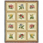 French Floral - Susan Welsch - Cotton Woven Blanket Throw -  (72x54)
