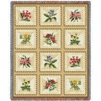 French Floral - Susan Welsch - Cotton Woven Blanket Throw -  (72x54)