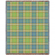 Plaid - Freshwater - Cotton Woven Blanket Throw -  (72x54)