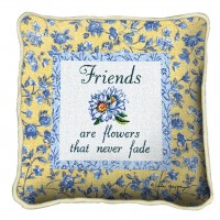 Friends Never Fade Textured Hand Finished Elegant Woven Throw Pillow Cover 100% Cotton  Size 17x17
