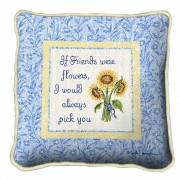 Friends With Flowers Textured Hand Finished Elegant Woven Throw Pillow Cover 100% Cotton  Size 17x17