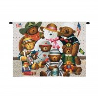 Gang's All Here by Charles Wysocki - Woven Tapestry Wall Art Hanging - Whimsical Teddy Bear Americana Artwork - 100% Cotton Size 34x26