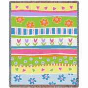 Garden Stripe - Kym Bowles - Cotton Woven Blanket Throw -  (72x54)